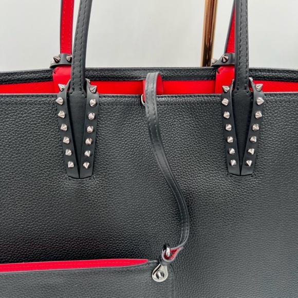 CHRISTIAN LOUBOUTIN Cabata GM Leather Tote Bag Black with Pouch and dustbag ❤️ - Picture 2 of 11